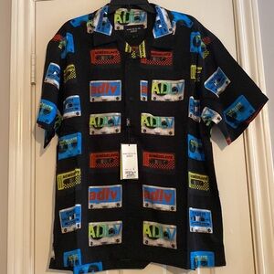 Acme De La Vie Casette Tape Pattern Collar Shirt *NWT